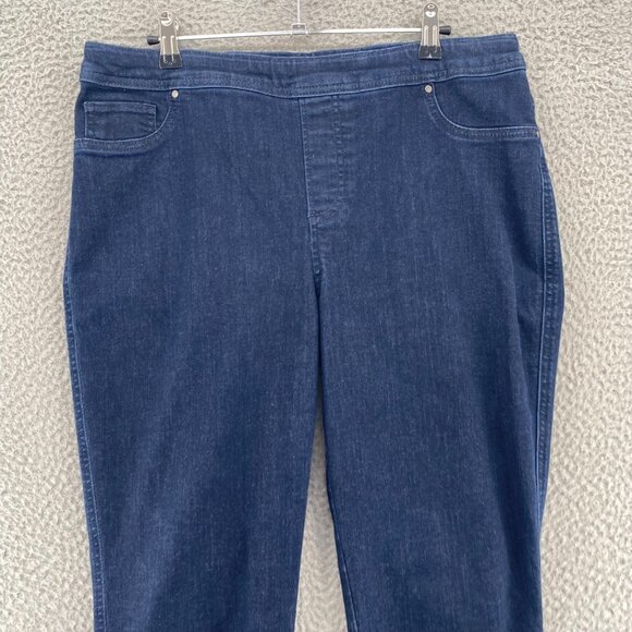 Chicos Jeans Womens 1.5 US 10 Blue Dark Wash Denim Girlfriend Slim Ankle Pull On - Picture 2 of 11